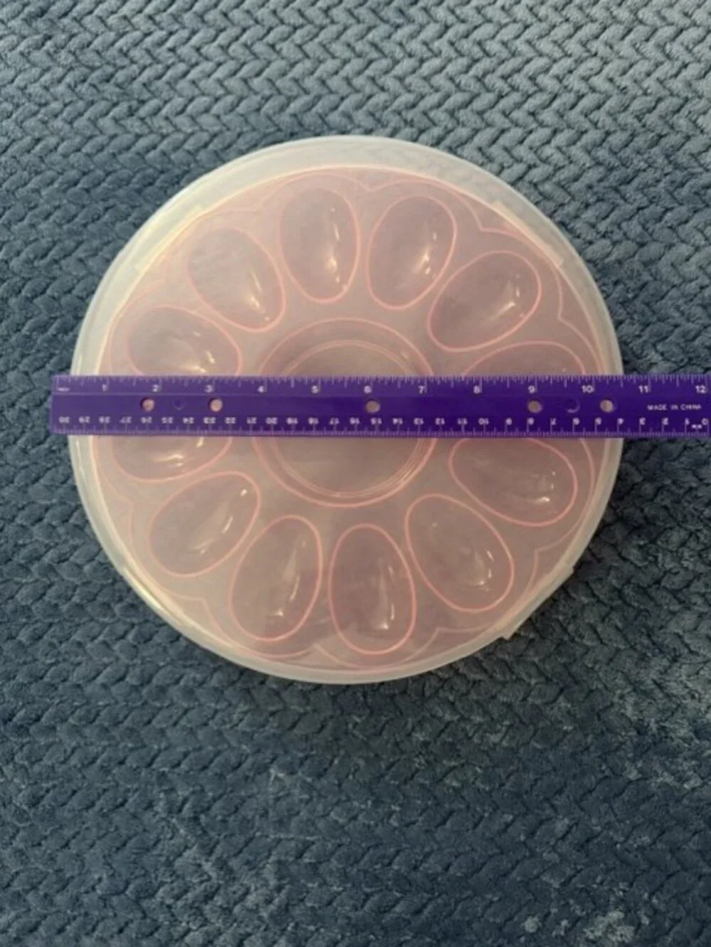 Round Pastel Pink Deviled Egg Carrier with Locking Lid – Holds 12 Eggs